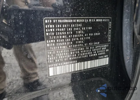 2021 Volkswagen Tiguan Se z USA, uszkodzony, nr VIN 3VV2B7AX2MM098069